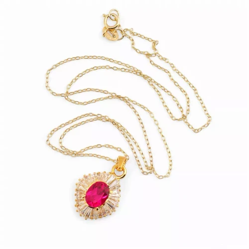 Collette Z Sterling Silver Black Cubic Zirconia and Gold Plating Clear Pendant