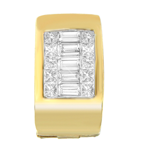 14 Karat Yellow Gold 1/2 Carat Total Diamond Weight Diamond Huggy Earrings 