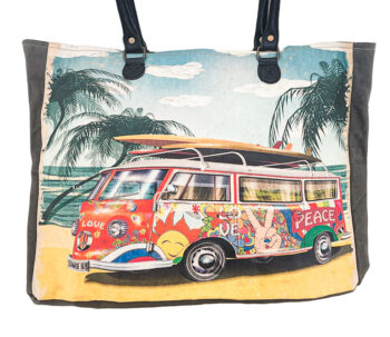 Beach Bus Recycled Tent Market Tote