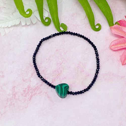 Semi-Precious Heart Stretch Bracelet