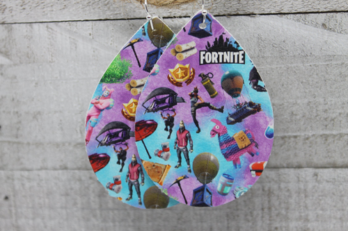 Fortnite Teardrop Faux Leather Earrings
