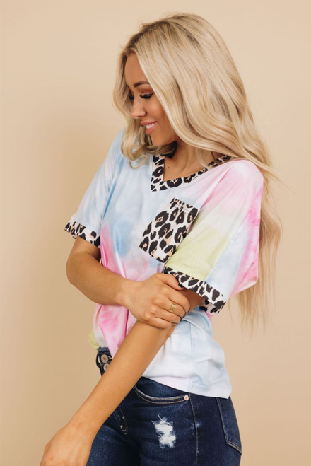 Exile Tie Dye Leopard Top
