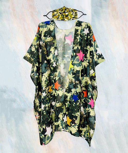 Multi Stars Camo Kimono with Mask Set (2 Pieces)