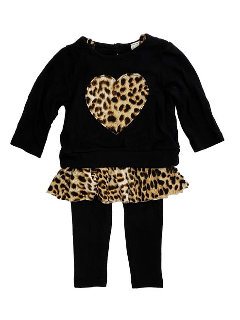 Leo Heart Sweatshirt with Ruffled Cami and Leggings Set