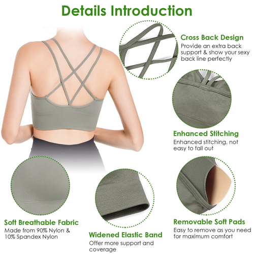 3Packs Women Cross Back Sport Bras 