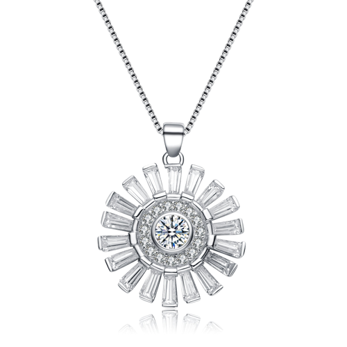 Collette Z Sterling Silver Cubic Zirconia Radiant Burst Necklace