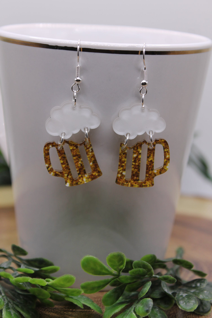 Beer Mugs || Dangle Earrings
