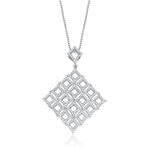 Collette Z Sterling Silver Cubic Zirconia Diamond-shape Necklace
