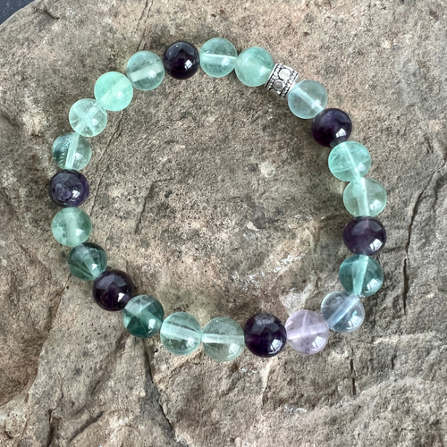 Fluorite Amethyst Bead Bracelet
