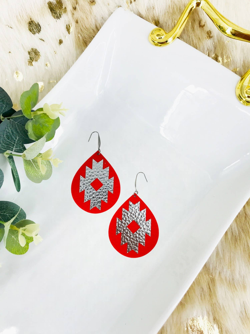 Bohemian Themed Faux Leather Earrings 