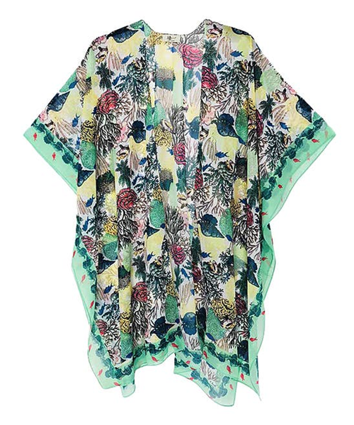 Silk-Blend Sealife Kimono