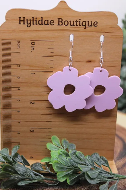 Purple Pastel Boho Flowers || Dangle Earrings || Hypoallergenic