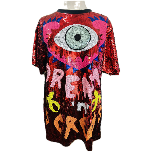 Evil Eye Sequins Short Sleeve Dress