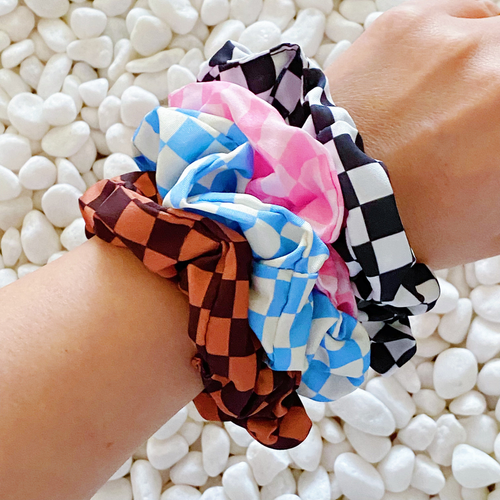 Checkerboard Hair Scrunchie
