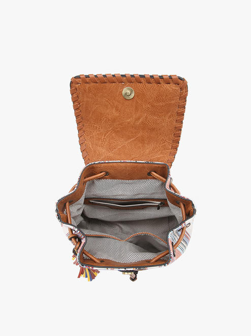 Kourtney Two Tone Backpack w/ Multicolor Tassels