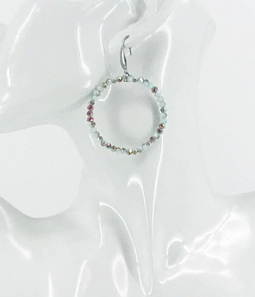 Glass Bead Hoop Earrings 
