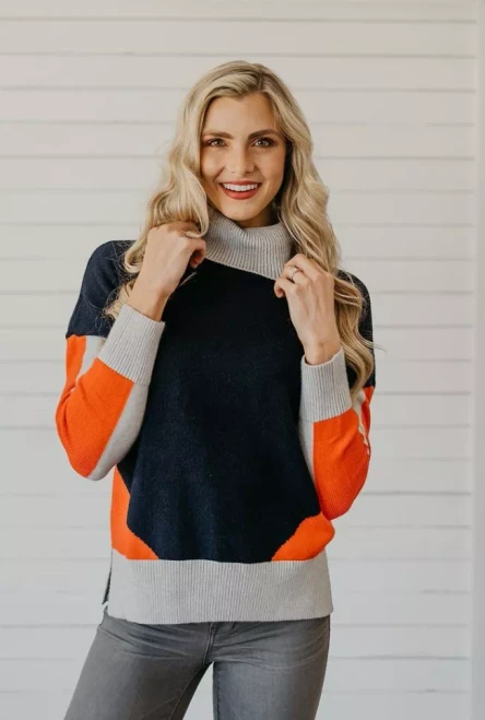 Beverly Color-Block Turtleneck Sweater