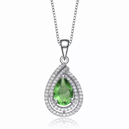 Collette Z Sterling Silver green Cubic Zirconia Teardrop Necklace