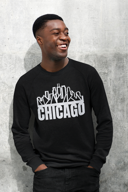 Chicago Skyline Crewneck with "Chicago" Text