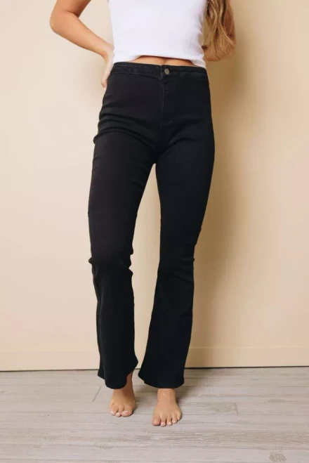 High Waist Pockets Bell Jeans