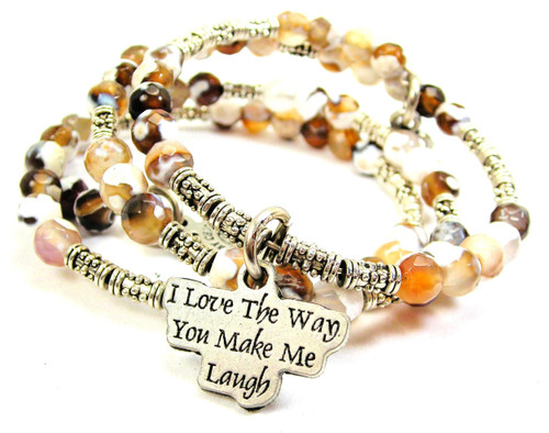 I Love The Way You Make Me Laugh Microcrystalline Quartz Wrap Agate Stone Bracelet