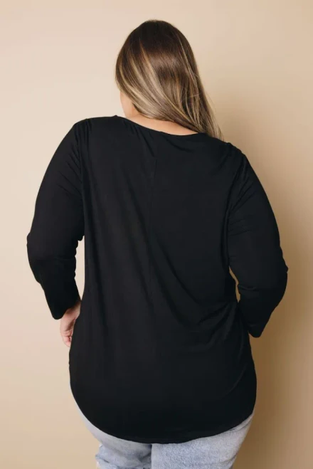 3/4 Sleeve Cut out Neckline Plus Size Top