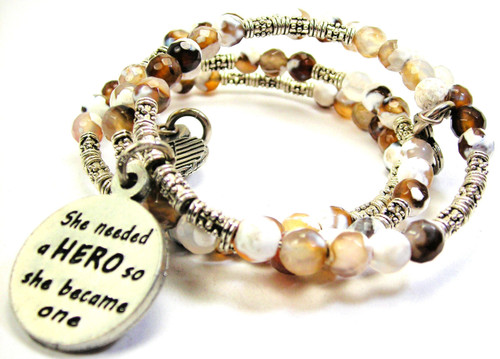 She Needed A Hero So She Became One Microcrystalline Quartz Wrap Agate Stone Bracelet