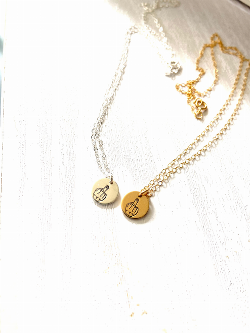Middle Finger Salut Charm Necklace
