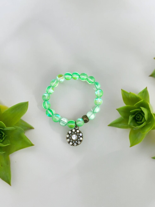Mermaid Aurora Bead Stretchy Charm Bracelet 