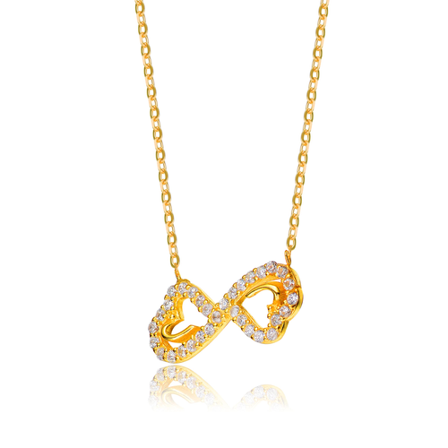 Collette Z Goldplated Sterling Silver Cubic Zirconia Double Heart Infinity Necklace