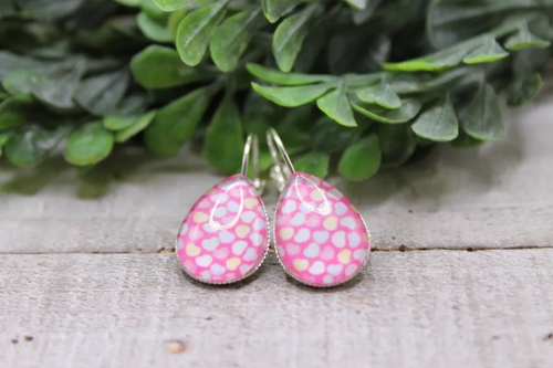 Conversation Hearts on Pink || French Lever Earrings