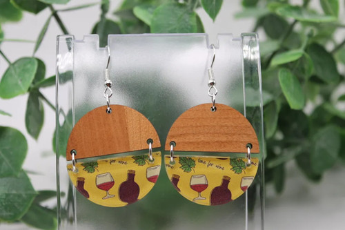 Wine Half Circle || Acrylic Dangle Earrings || Hypoallergenic