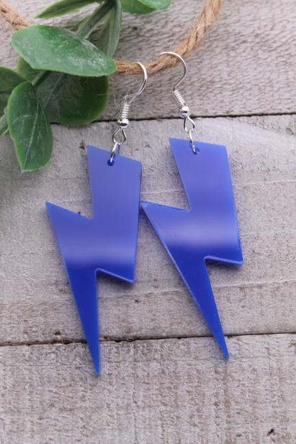 Blue Lightning Bolts Dangle Earrings