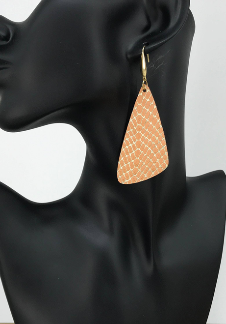 Apricot Gold Snake Leather Dangle Earrings