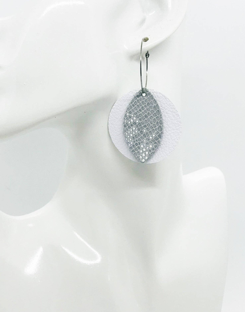 Snake Leather Hoop Earrings 