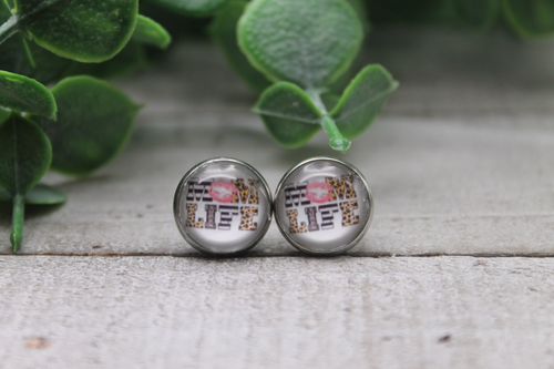 MOM LIFE Leopard & Stripes  Glass Stud Earrings
