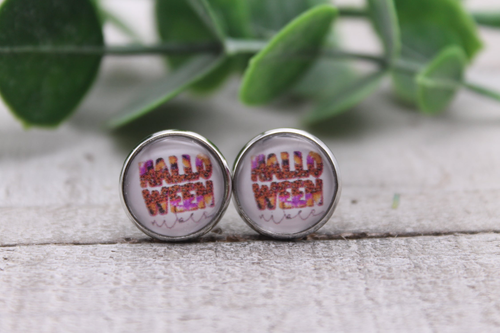 Halloween Vibes | Glass Stud Earrings | Hypoallergenic