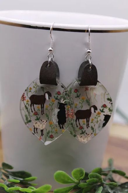 Floral Goats || Dangle Earrings || Hypoallergenic