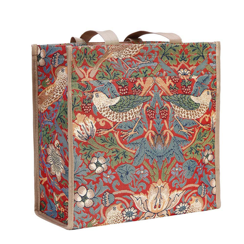 WILLIAM MORRIS STRAWBERRY THIEF RED SHOPPER BAG