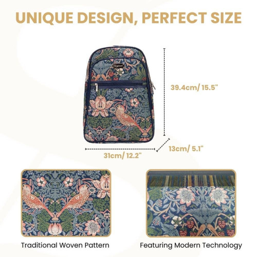 BKPK-STBL  William Morris Strawberry Thief Blue Backpack