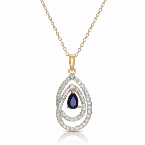 Collette Z Sterling Silver Genuine Suspended Sapphire Necklace