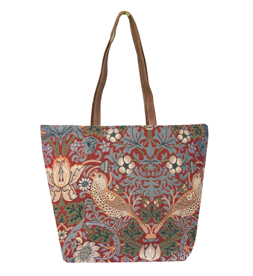 William Morris Strawberry Thief Red Shoulder Bag Tote Handbag