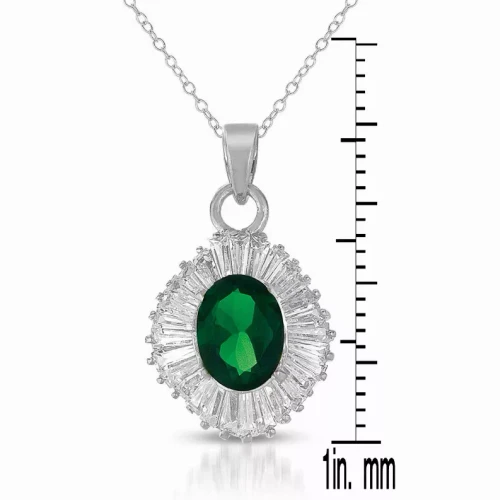 Collette Z Sterling Silver Purple Cubic Zirconia and Rhodium Plating Clear Pendant