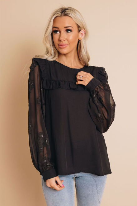Handle It Sheer Sleeve Blouse