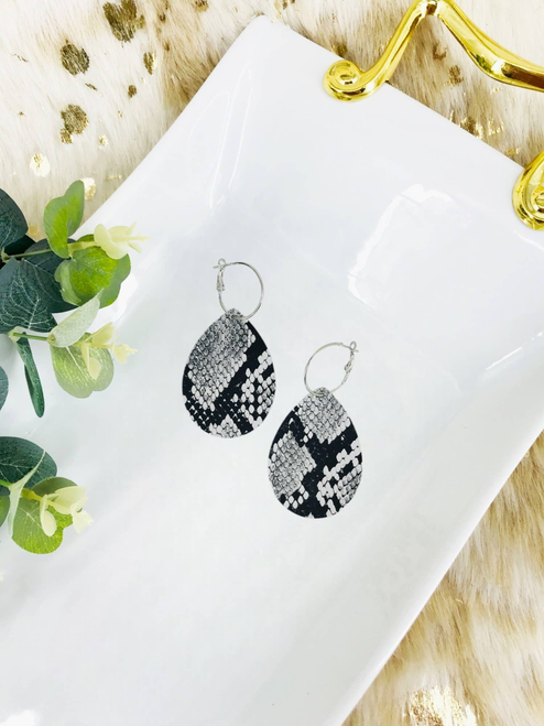 Snake Leather Hoop Earrings