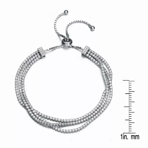 Collette Z Sterling Silver Clear Cubic Zirconia Twisted Strand Bracelet