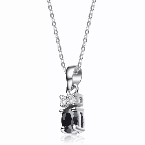 Collette Z Sterling Silver White Cubic Zirconia Rhodium Plating Clear and Black Cubic Zirconia Pendant