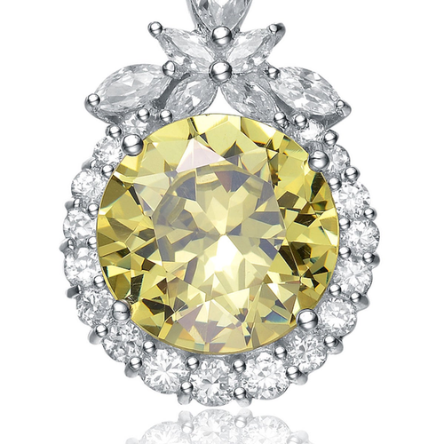 Collette Z Sterling Silver Light green  Cubic Zirconia Pendant