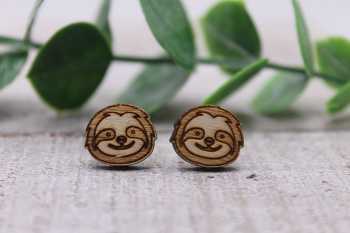 Sloth Face || Stud Earrings || Hypoallergenic