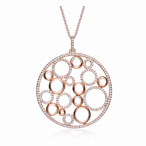 Collette Z Sterling Silver Rose-plated Cubic Zirconia Circle Necklace